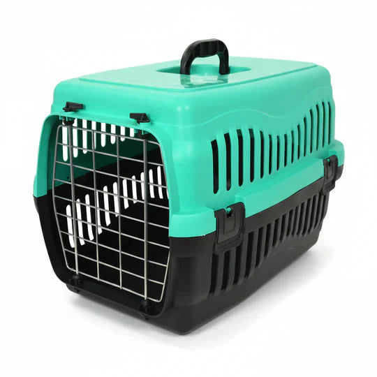 Pet Cat Carrier Small Hard Sided Travel Kennel with Metal Gate for Cats Rabbits Birds and Small Pets