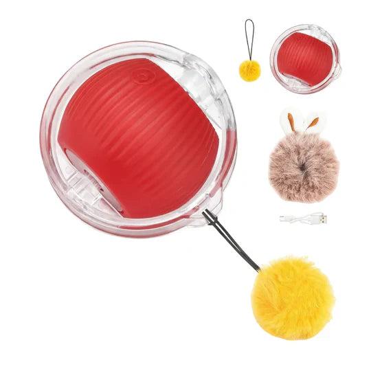 Interactive Cat Toy Ball Plush Cover USB Rechargeable Automatic Rolling Toy for Cats and Small Dogs